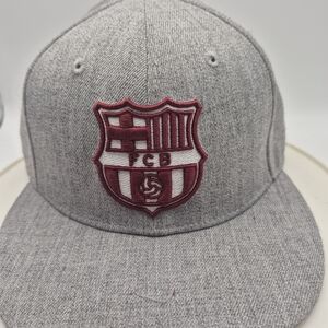 FCBarcelona Gray Cap with Maroon Embroidery